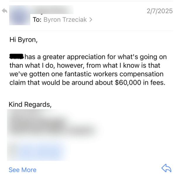 Client testimonial - Workers compensation claim